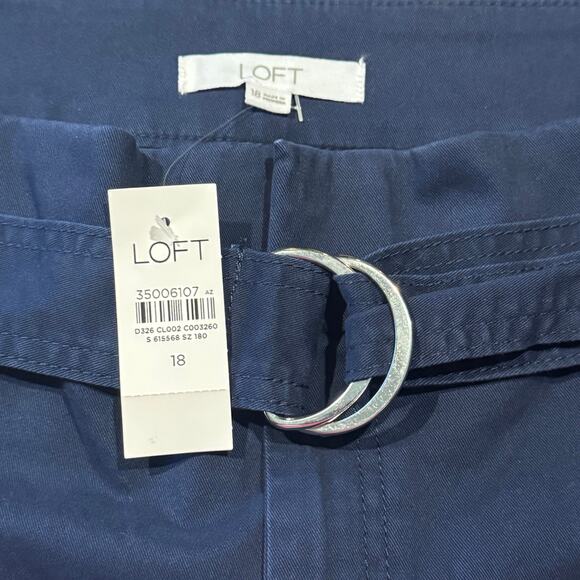 LOFT Belted Wide Leg Pants Blue 18 - Picture 3 of 3